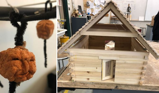 The Voice Hunter's puppets and miniature cabin