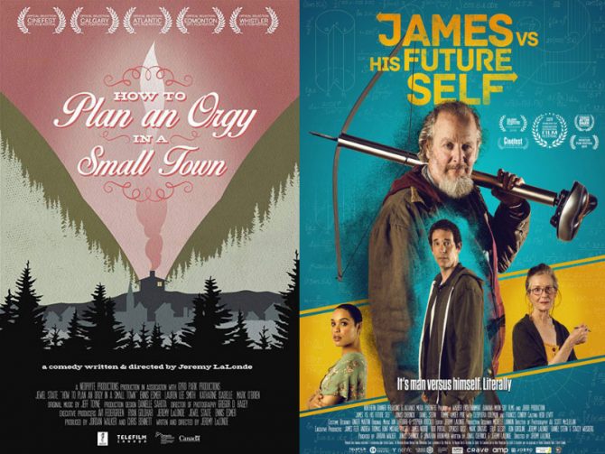 Movie posters: How to Plan an Orgy in a Small Town and James vs. His Future Self