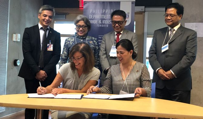 Paula Shneer signs a memorandum of understanding with Film Development Council of the Philippines.