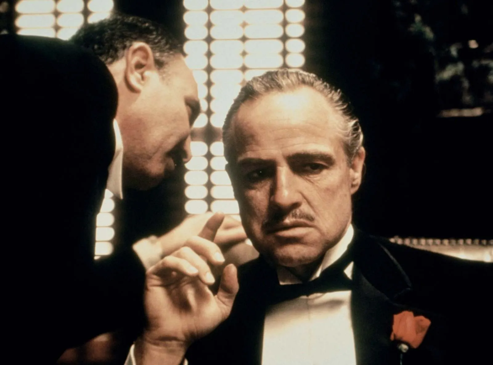 Picture of Marlon Brando playing Don Corleone in The Godfather.