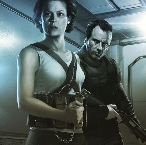 Concept Art of Sigourney Weaver and MIchael Biehn in Alien 5.  The movie never happened. 